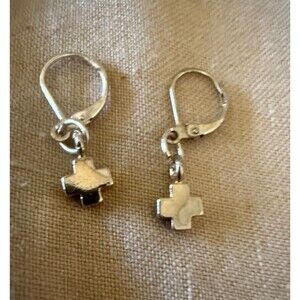 Vintage Silver Sterling 925 Small Cross Earrings